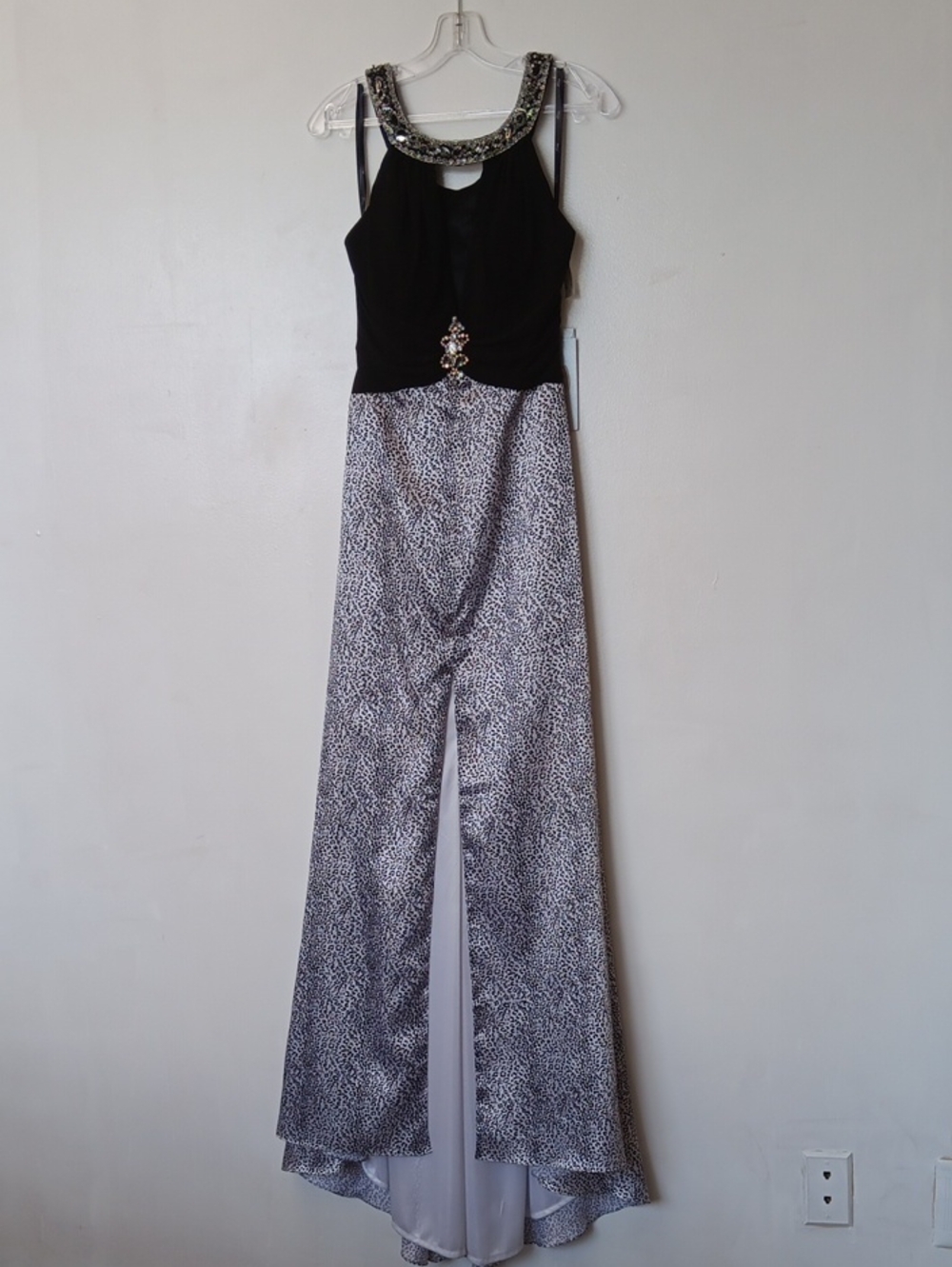 Exquisite Riva Designs Vintage Black and Silver Embellished Maxi Dress